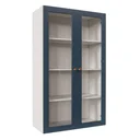 Ver imagem 1 de Armário Aéreo Planejado 2 Portas 135cm com Porta de Vidro Arizona CabeCasa MadeiraOriginals Azul/Branco