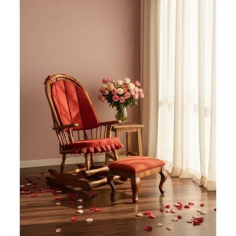 Cadeira de Balanço com Puff de Descanso 1,18 X 64 X 50 - Madeira Maciça - Móveis de Gramado