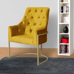 Poltrona Para Sala Vick Veludo Cores - DS Estofados - Mostarda - 5