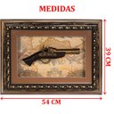 Ver imagem 3 de Quadro Decorativo Réplica Pistola Arma Antiga Mapa Vintage
