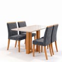 Ver imagem 2 de Conjunto Sala de Jantar Mesa Manu 120cm Tampo MDF e Vidro Canto Reto 4 Cadeiras Tainá