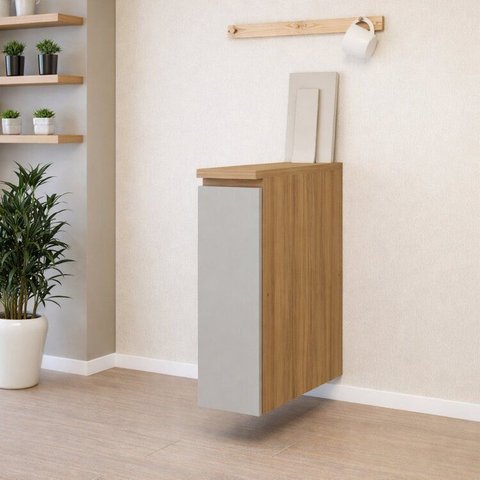 Balcão Porta Tempero Rainha 100% MDF 20cm Nesher Cinza/Nature Greige