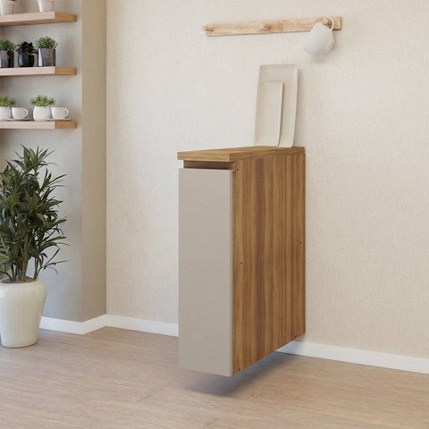 Balcão Porta Tempero Rainha 100% MDF 20cm Nesher Cinza/Nature Greige