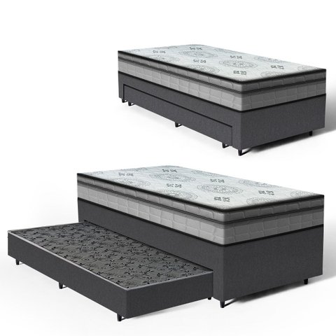 Cama Box com Colchão de Espuma D33 Pillow In Anjos Ortosleep + Auxiliar de Molas Unique Solteiro