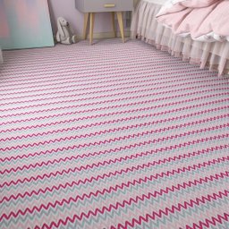 Tapete Sala Quarto Infantil 2,00 X 1,40m Rosa Chevron Artesanal Antiderrapante Moderno Rústico - 3