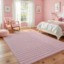Ver imagem 3 de Tapete Sala Quarto Infantil 2,00 X 1,40m Rosa Chevron Artesanal Antiderrapante Moderno Rústico