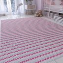 Ver imagem 2 de Tapete Sala Quarto Infantil 2,00 X 1,40m Rosa Chevron Artesanal Antiderrapante Moderno Rústico