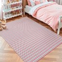 Ver imagem 4 de Tapete Sala Quarto Infantil 2,00 X 1,40m Rosa Chevron Artesanal Antiderrapante Moderno Rústico