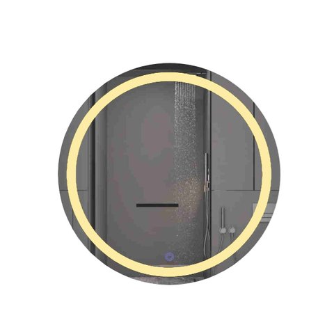 Espelho Redondo 60x60 cm Jateado LED 3 Cores Touch Moderno