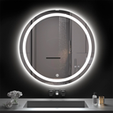 Ver imagem 4 de Espelho Redondo 60x60 cm Jateado LED 3 Cores Touch Moderno