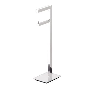 Papeleira Vertical Piso 1 Rolo Porta Papel Higiênico 50cm Banheiro Aço Inox Polido Linha Larissa Sta