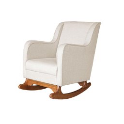 Poltrona Amamentação Aquila Balanço Com Puff Linho Bege Ideal Moveis - 3