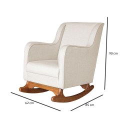 Poltrona Amamentação Aquila Balanço Com Puff Linho Bege Ideal Moveis - 4