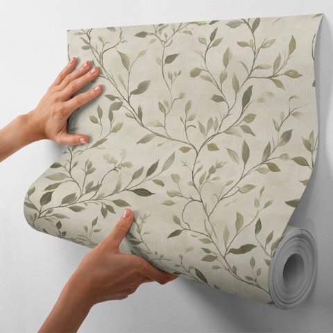 Papel de Parede Adesivo Floral Ramos Autocolante Rolo 10m