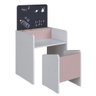 Mesinha Infantil com Lousa e Cadeira Lpt001 Linha Le Petit Completa Móveis - Branco/rosa - 2