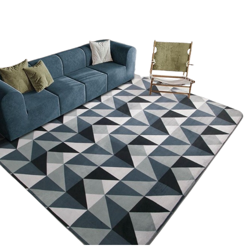 Tapete Flannel Sala Quarto Luxo Macio 2,00x1,40 chevron chumbo preto branco