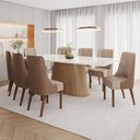 Ver imagem 1 de Mesa de Jantar 8 Lugares Olivía com Vidro Nature/off White/corano/caramelo/creme - Henn