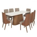 Ver imagem 2 de Mesa de Jantar 8 Lugares Olivía com Vidro Nature/off White/corano/caramelo/creme - Henn