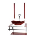 Ver imagem 1 de GABINETE DE VIDRO PARA BANHEIRO 60CM AP CUBA OVAL CHANFRADA VERMELHO CEREJA COM TORNEIRA PRETA