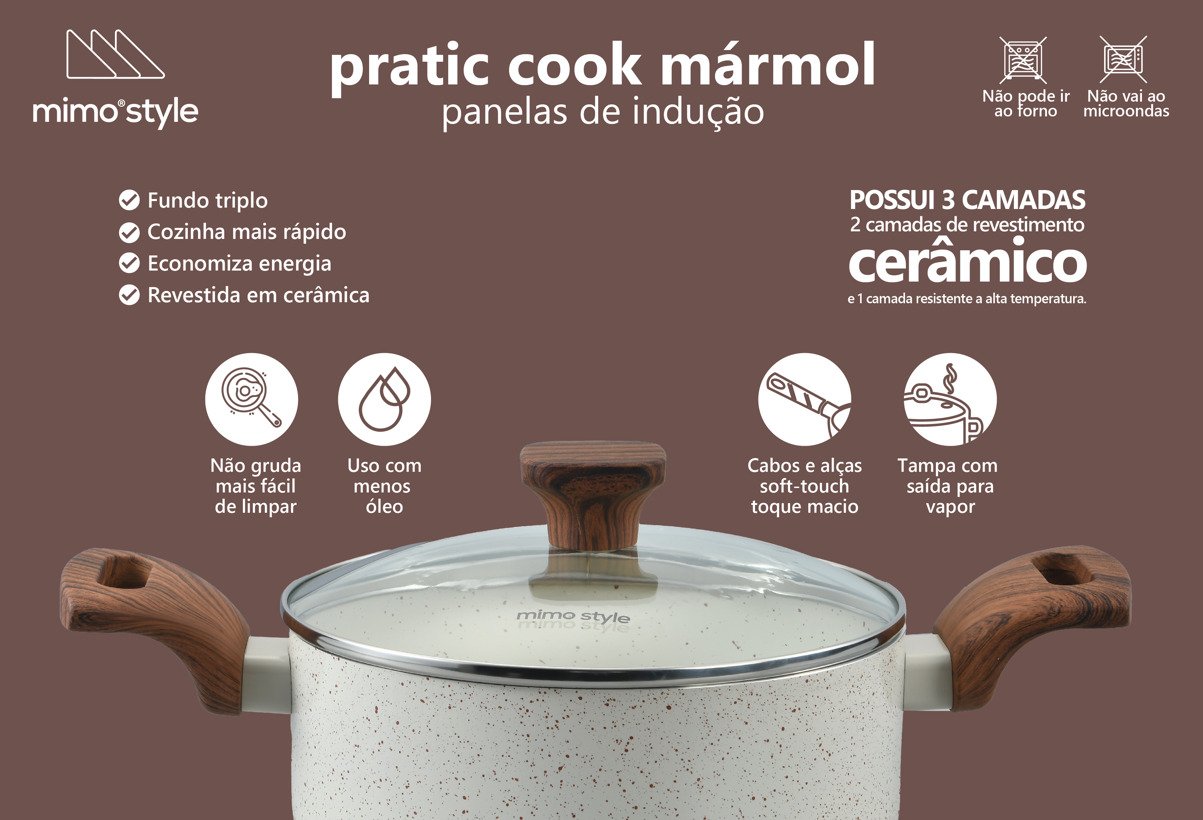 Jogo de Panela Ceramica Antiaderente Indução Mimo Style Pratic Cook Mármol 10 Peças Panelas e Utensí - 9