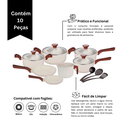 Ver imagem 2 de Jogo de Panela Ceramica Antiaderente Indução Mimo Style Pratic Cook Mármol 10 Peças Panelas e Utensí