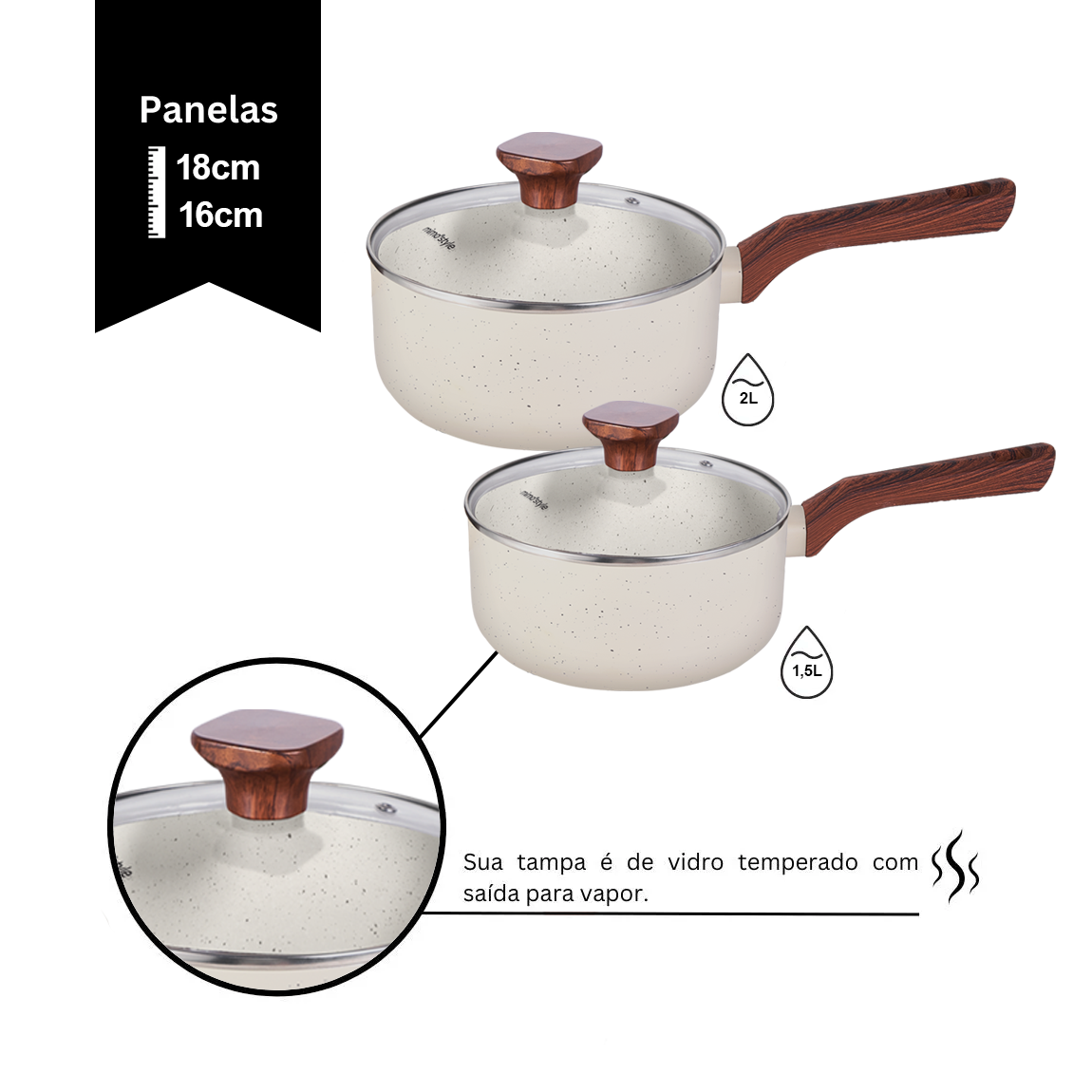 Jogo de Panela Ceramica Antiaderente Indução Mimo Style Pratic Cook Mármol 10 Peças Panelas e Utensí - 3