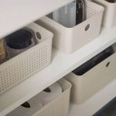 Ver imagem 3 de Kit 2 Cestos Organizadores 34x15x9cm Flow Bege Caixa 4,5l Lavanderia Banheiro