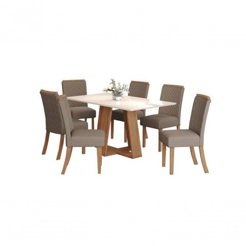Mesa Jantar Lins 160 6 Cadeiras Malu Amendoa - Henn
