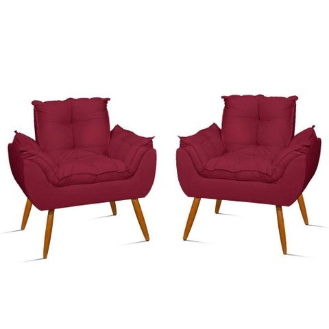 Kit 02 Poltronas Decor. Opala Pés Palito Sala Marsala