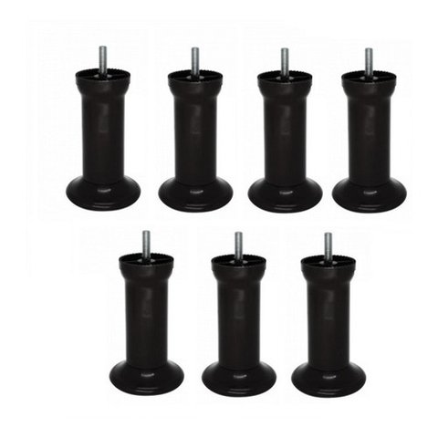 Kit com 7 Pés para Cama Box ou Baú Plástico Ultra Resistente Varian Preto 13cm Altura
