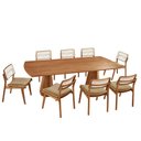 Ver imagem 2 de Sala de Jantar Mesa Noronha 220cm Tampo Laminado Canto Barril com 8 Cadeiras Eva Premium