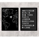 Ver imagem 2 de Kit 2 Quadros Viagem Placa de Aeroporto 24x18cm - com Vidro:madeira Branca