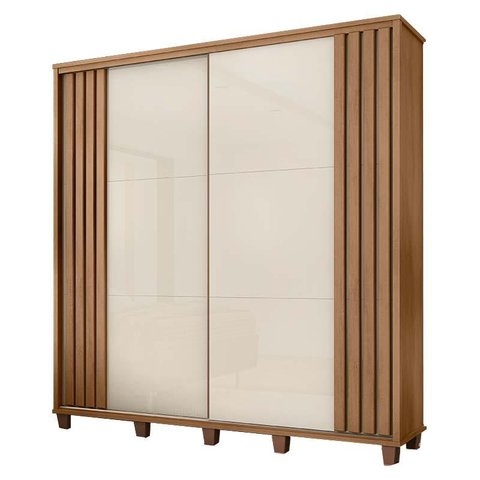 Guarda Roupa Casal 228cm Portas de Correr Monte Carlo RV Móveis Cinamomo Riapado/Off White