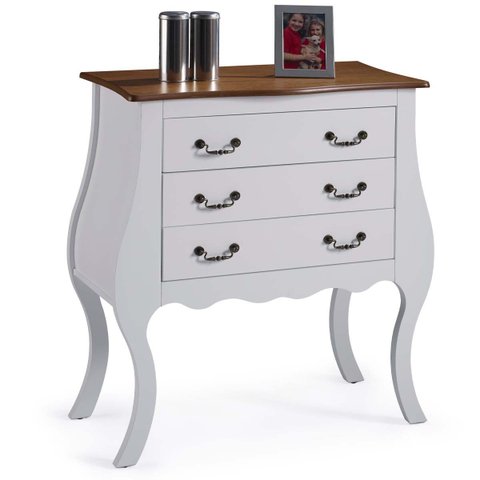 Cômoda Bombê Linz 3 Gavetas 96 X 90 X 40 Cm (a X L X P) - Cor Branco - Imbuia Glazer