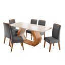 Ver imagem 2 de Conjunto Sala de Jantar 6 Lugares Retangular Tampo de Vidro e MDF Advance Yescasa Cinza/Mel/Off Whit