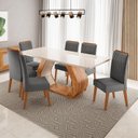 Ver imagem 1 de Conjunto Sala de Jantar 6 Lugares Retangular Tampo de Vidro e MDF Advance Yescasa Cinza/Mel/Off Whit