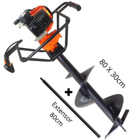 Perfurador de Solo 2T Profissional Para Agricultura VPS520 52cc Vulcan Broca 80x30cm + Extensor