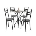 Ver imagem 2 de Conjunto Sala de Jantar Mesa Quadrada 70cm Tampo Granito com 4 Cadeiras Milla Preto/Platina/Ocre