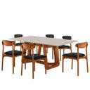 Ver imagem 2 de Conjunto Sala de Jantar Mesa Madeira Maciça Genova 6 Cadeiras Monaco Marrom/Preto/Cinamomo Imbuia/Of
