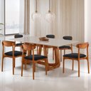 Ver imagem 1 de Conjunto Sala de Jantar Mesa Madeira Maciça Genova 6 Cadeiras Monaco Marrom/Preto/Cinamomo Imbuia/Of