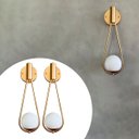 Ver imagem 1 de Kit 2 Luminaria Arandela de Parede P/ Quarto, Sala, Ambiente Gota + Globo Bivolt - Dourado - 110v/22