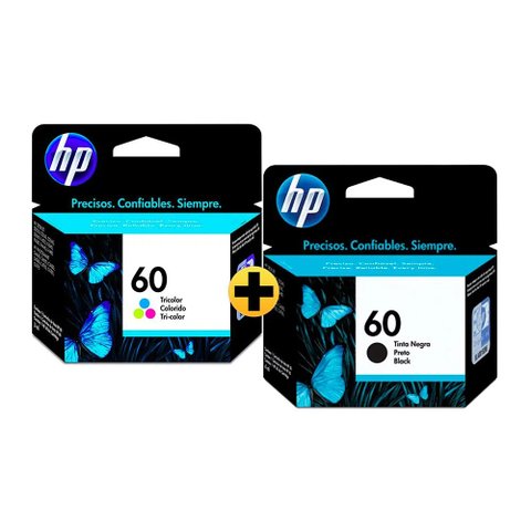 Kit Cartucho Hp 60 Cc640wb Preto e 60 Cc643wb Color