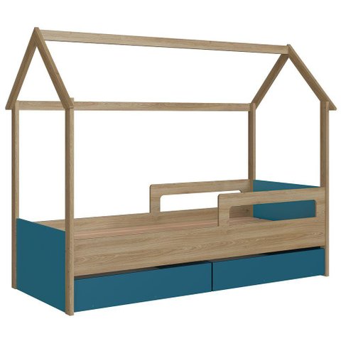 Cama Infantil Casinha com 2 Gavetas Infix C06 Aveiro/azul - Mpozenato