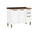 Ver imagem 1 de Balcão de Cozinha Bella C/ 3 Portas e 2 Gavetas C/ Tampo 120cm Branco - Bertolini