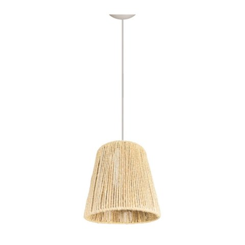 Luminária Pendente Modelo Athenas Corda Sisal Natural Palha:branco