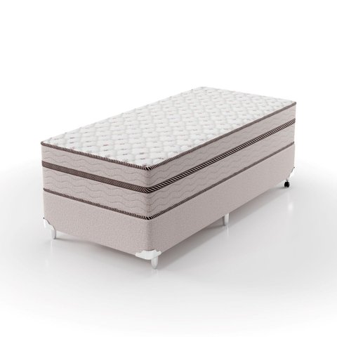 Cama Box Solteiro Molas Ensacadas 88CMX63CMX188CM Sonhare Montreal Bege