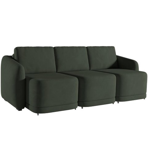 Sofá Cama para Sala de Estar 3 Lugares 276cm Montserrat K01 Veludo Verde - Lyam Decor