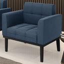 Ver imagem 2 de Poltrona Decorativa Base Madeira Preto Ana Suede Azul Marinho - Ibiza