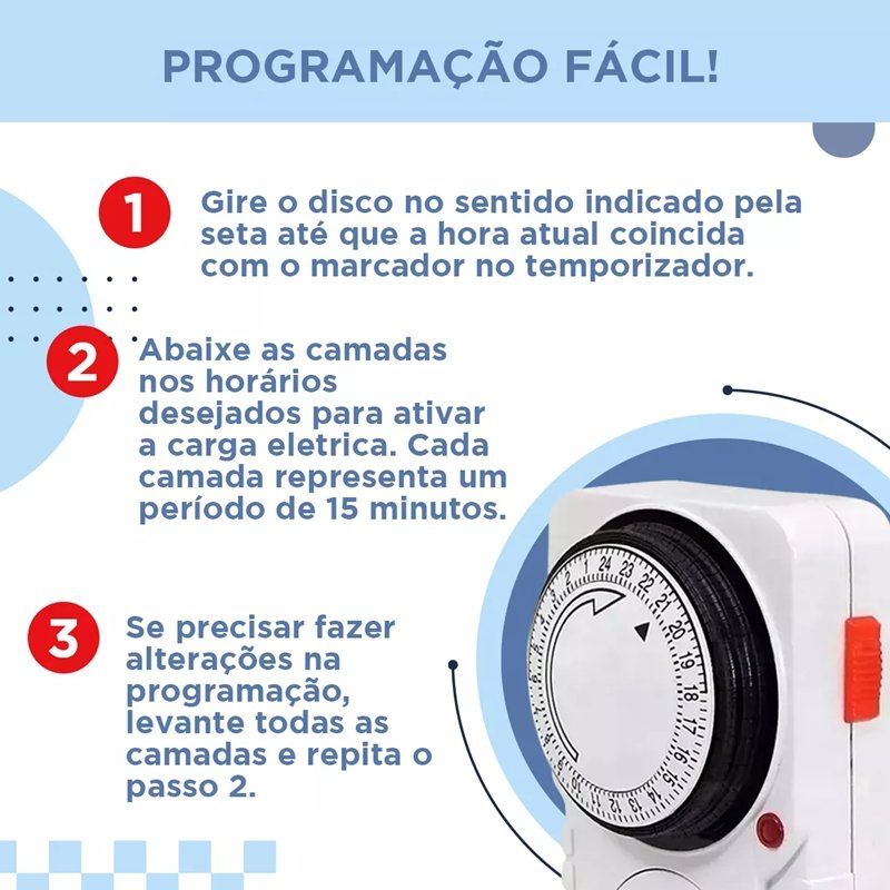 Temporizador de Tomada Timer Mecânico Analógico Bivolt 110v/220v - 4