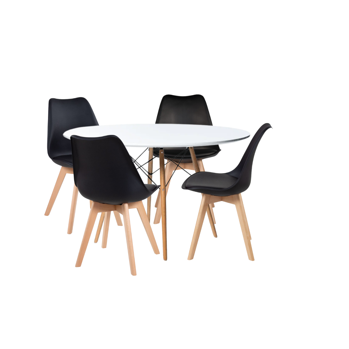 Mesa Eiffel Eames 90cm com Cadeiras Leda Estofada 4 Unidades